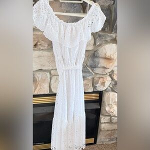 NWT Lilly Pulitzer Geri Off the Shoulders White Swirly Fern Dress